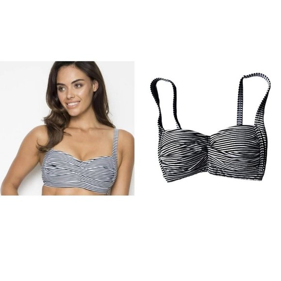 Niptuck Swim Bikini Top Size 6 Black White Striped Swimsuit Beach Cruise… - Picture 2 of 10